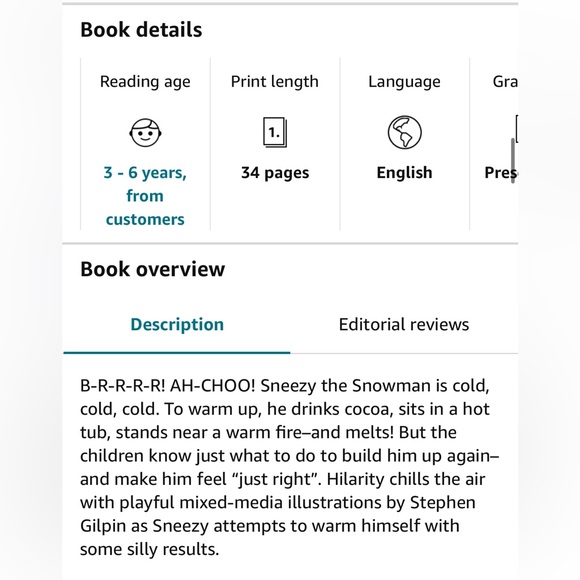 SALE❤️ Book Sneezy The Snowman - Picture 4 of 8